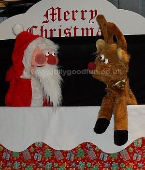 Santa and Rudolph puppets