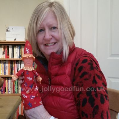 Hazel with baby puppet