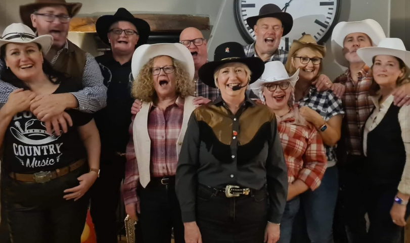 Guests enjoying a Jolly Good Productions line dancing session