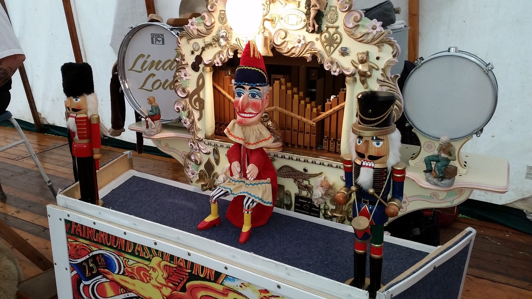 Mr Punch visiting the fairground organ at the Beamish Agricultural Show in September 2015