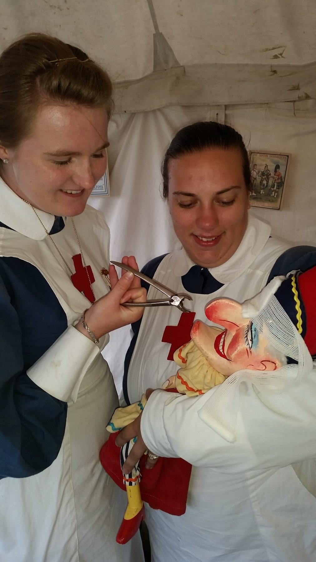Mr Punch meeting nurses at the Beamish Agricultural Show in September 2015
