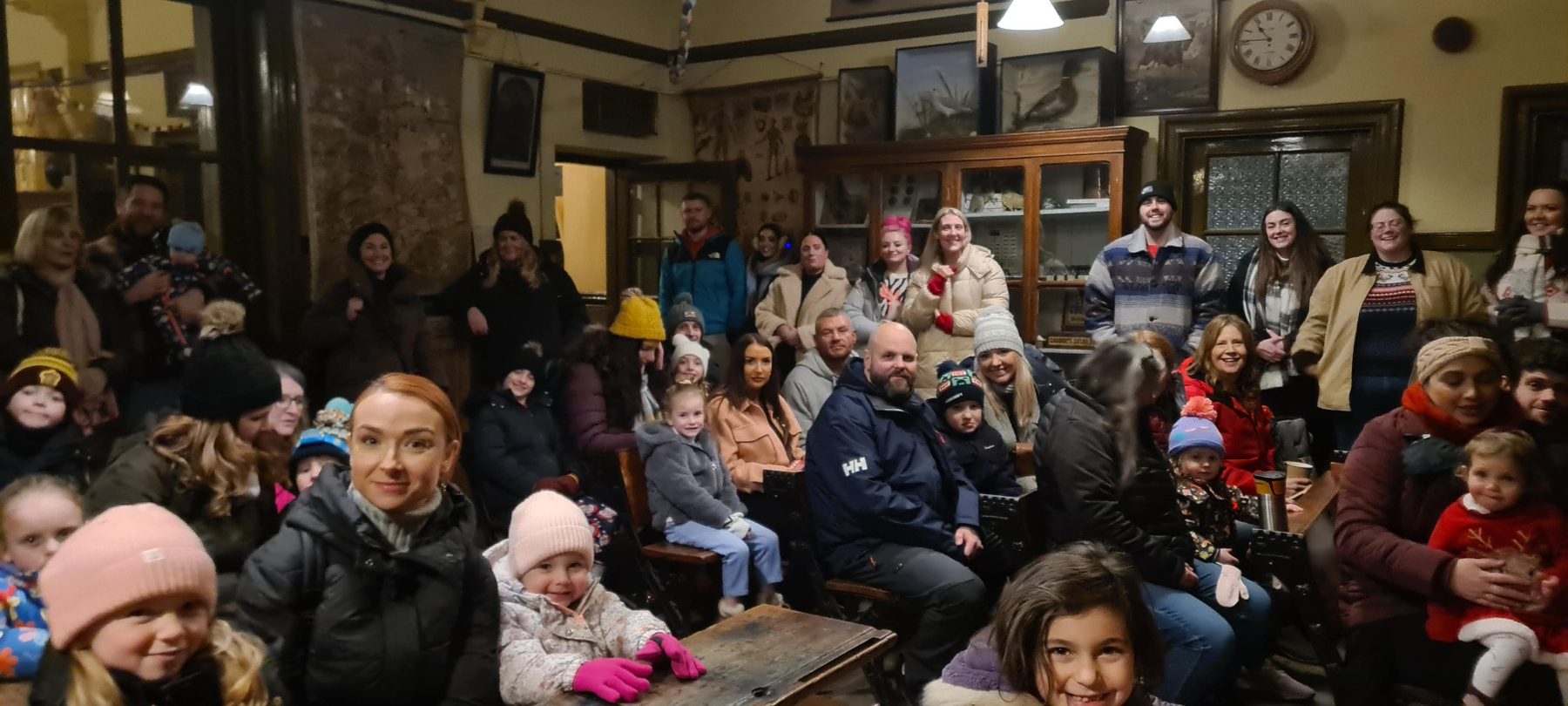 Families gathered for a Christmas Punch and Judy performance at Beamish