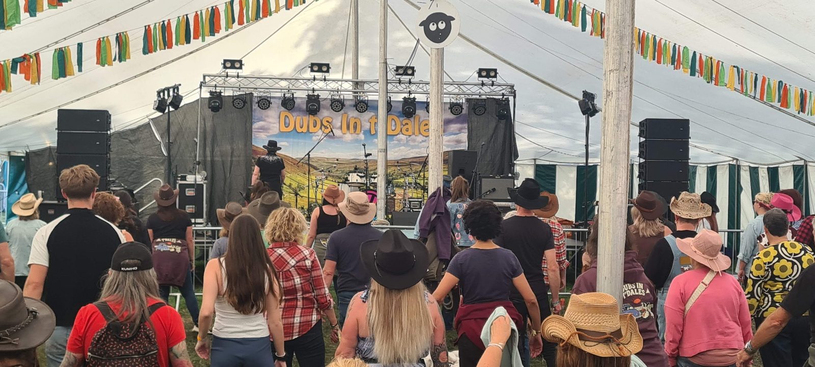 Festival audience gathered in front of the stage at Dubs int Dales