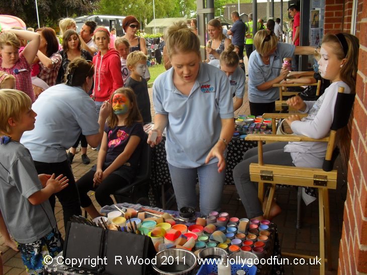 Hazel Wood and her daughters face painting at RAF Waddington