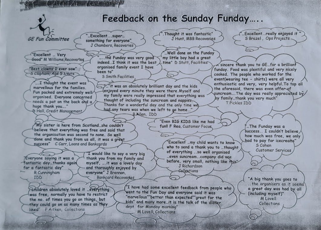 Feedback collected from guests after the GE Capital Sunday Funday
