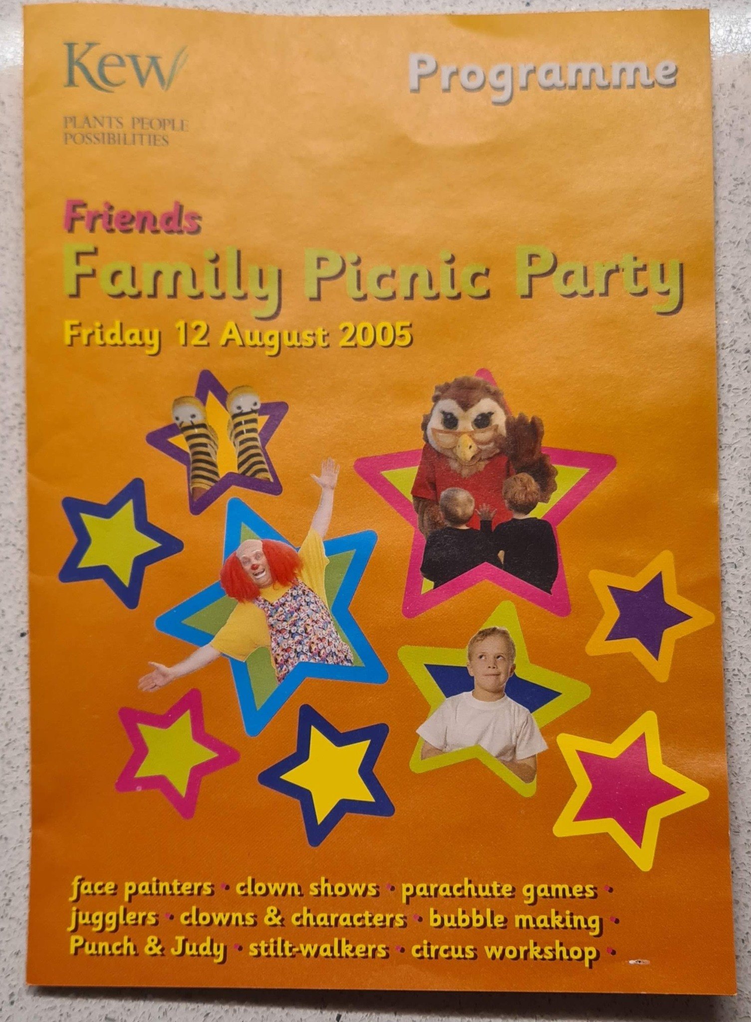 Cover of the Kew Friends Family Picnic Party programme for 12 August 2005