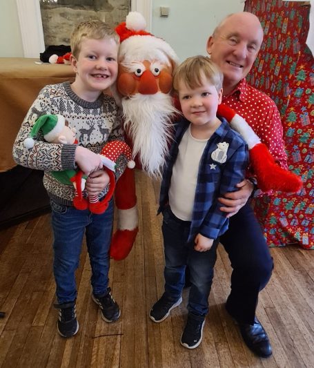 Boys with Santa puppet